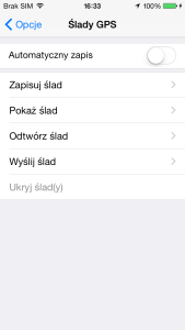 Menu Ślady GPS Menu Ślady GPS