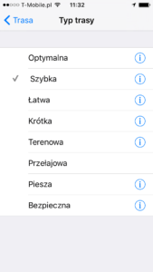 Menu Typ trasy Menu Typ trasy