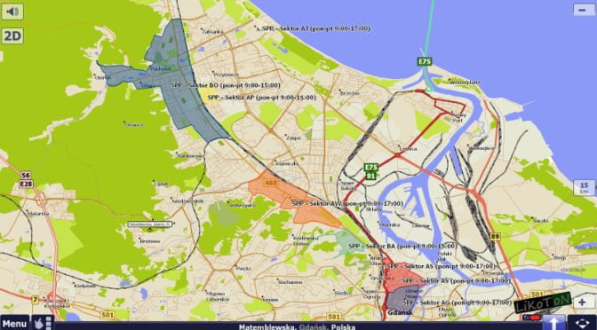 Gdańskie Strefy Płatnego Parkowania w AutoMapie dla systemu Windows