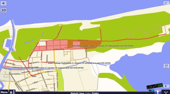 Łebska Strefa Płatnego Parkowania w AutoMapie dla systemu Windows
