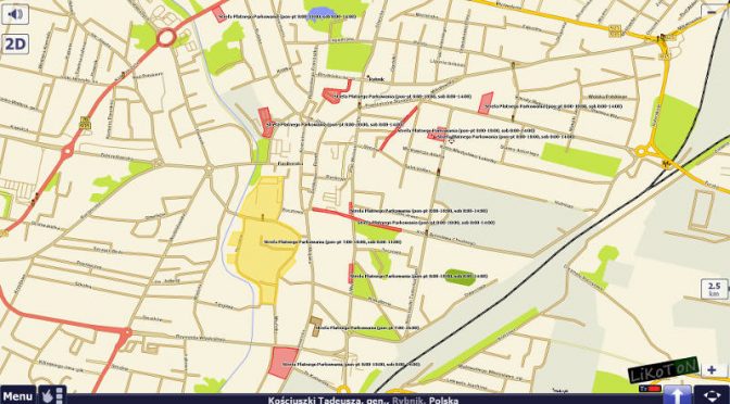 Rybnickie Strefy Płatnego Parkowania w AutoMapie dla systemu Windows