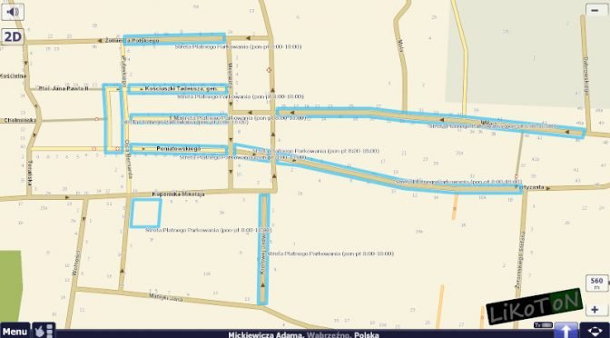 Strefa Płatnego Parkowania w Wąbrzeźnie w AutoMapie dla systemu Windows