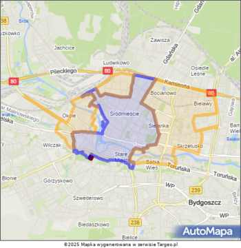 Bydgoszcz Strefa Płatnego Parkowania mapa Targeo