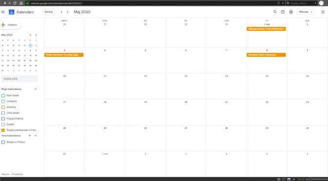 Google Calendar - Polskie święta państwowe i narodowe