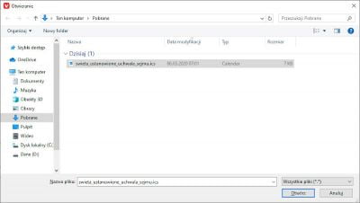 Google Calendar - Wybranie pliku kalendarza Google Calendar - Wybranie pliku kalendarza