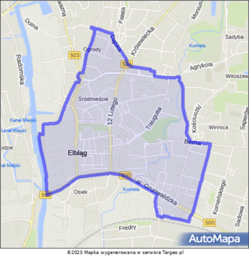 Elbląg Strefa Płatnego Parkowania na mapie Targeo