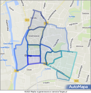 Elbląg Strefa Płatnego Parkowania (sektory) na mapie Targeo