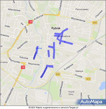 Rybnik Strefa Płatnego Parkowania na mapie Targeo