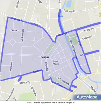 Słupsk Strefa Płatnego Parkowania mapa Targeo