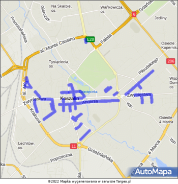 Koszalin Strefa Płatnego Parkowania mapa Targeo
