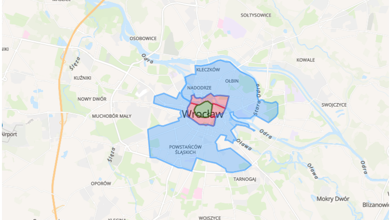 uMap Wrocław Strefa Płatnego Parkowania