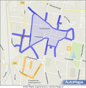 Ostrów Wielkopolski Strefa Płatnego Parkowania na mapie Targeo