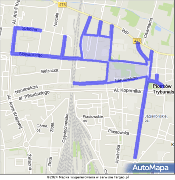 Piotrków Trybunalski Strefa Płatnego Parkowania mapa Targeo