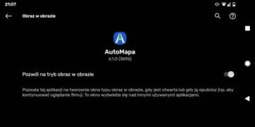 AutoMapa Android Systemowe ustawienia Obraz w obrazie