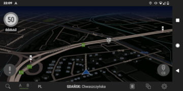 AutoMapa Android - zestaw kolorów mapy - Ciemna