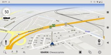 AutoMapa Android - zestaw kolorów mapy - Jasna