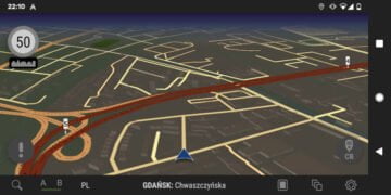 AutoMapa Android - zestaw kolorów mapy - Noktowizyjna