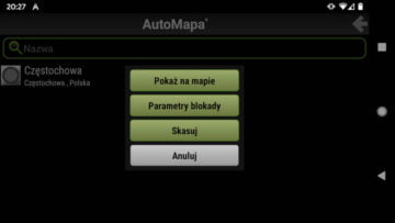 AutoMapa Android Menu Blokady