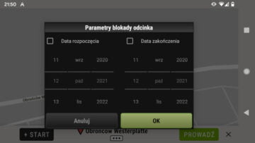 AutoMapa Android Parametry blokady odcinka