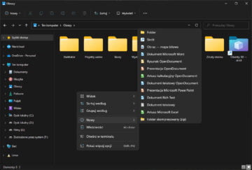 Menu kontekstowe po modyfikacji