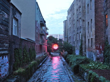 Katowice Neon Zachód Słońca