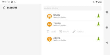 AutoMapa Android menu kontekstowe dla punktu ulubionego