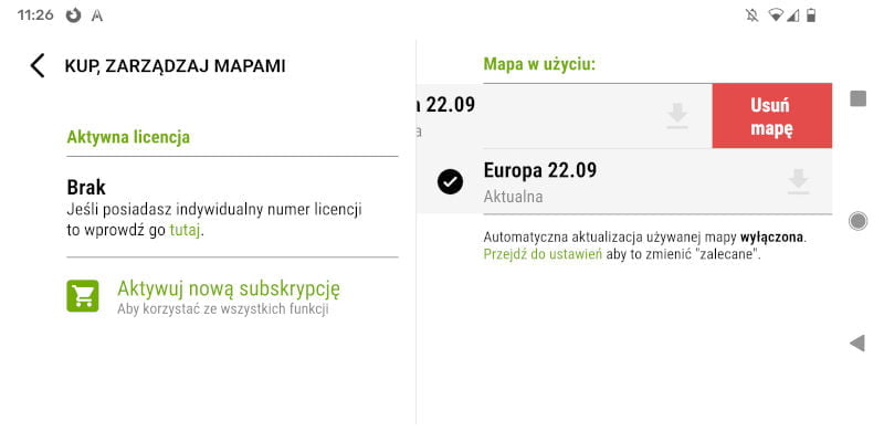 Jak usunąć mapę w AutoMapie dla systemu Android?