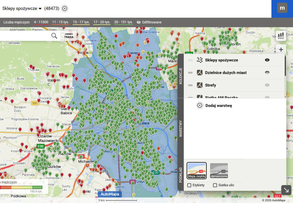 AutoMapa Geoanalytics - podgląd innych kolekcji
