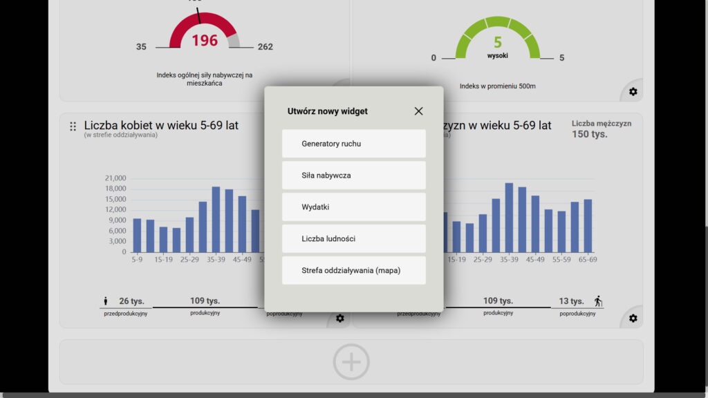 AutoMapa Geoanalytics Raport - dostępne widgety