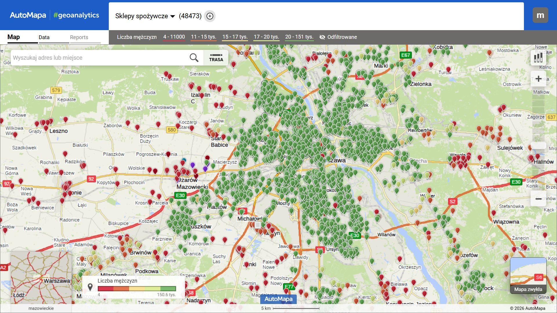 AutoMapa #geoanalytics – wizualizacja danych na mapie
