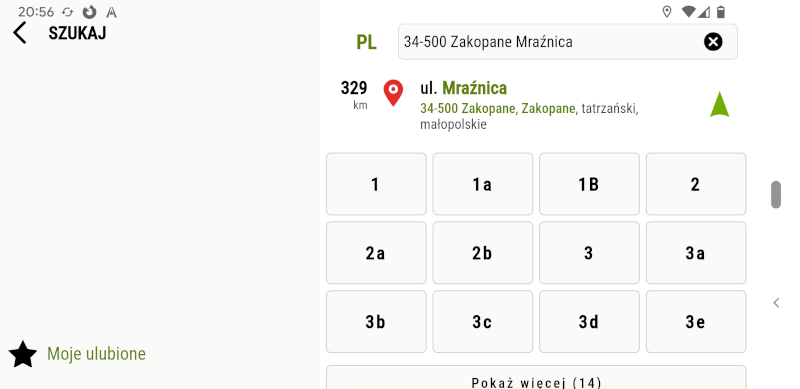 AutoMapa Android 7.18 Podpowiedzi numerów posesji